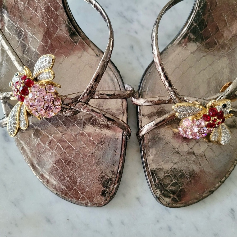 Rene Caovilla, vintage slingbacks w crystal bee embellishment xo